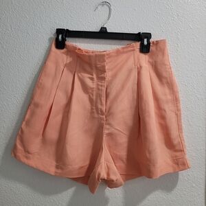 Ann Taylor Peach High-Waist Pleated Shorts